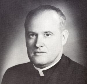 Msgr. Horrigan helped establish the Merton collection at Bellarmine.  (This photo is from the 1963 Bellarmine College student yearbook, <i>The Lance</i>.)