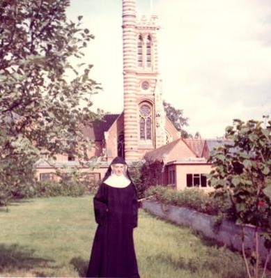 Photograph sent to Merton of Dame Marcella van Bruyn at Stanbrook Abbey.  (Copyright Thomas Merton Legacy Trust.)